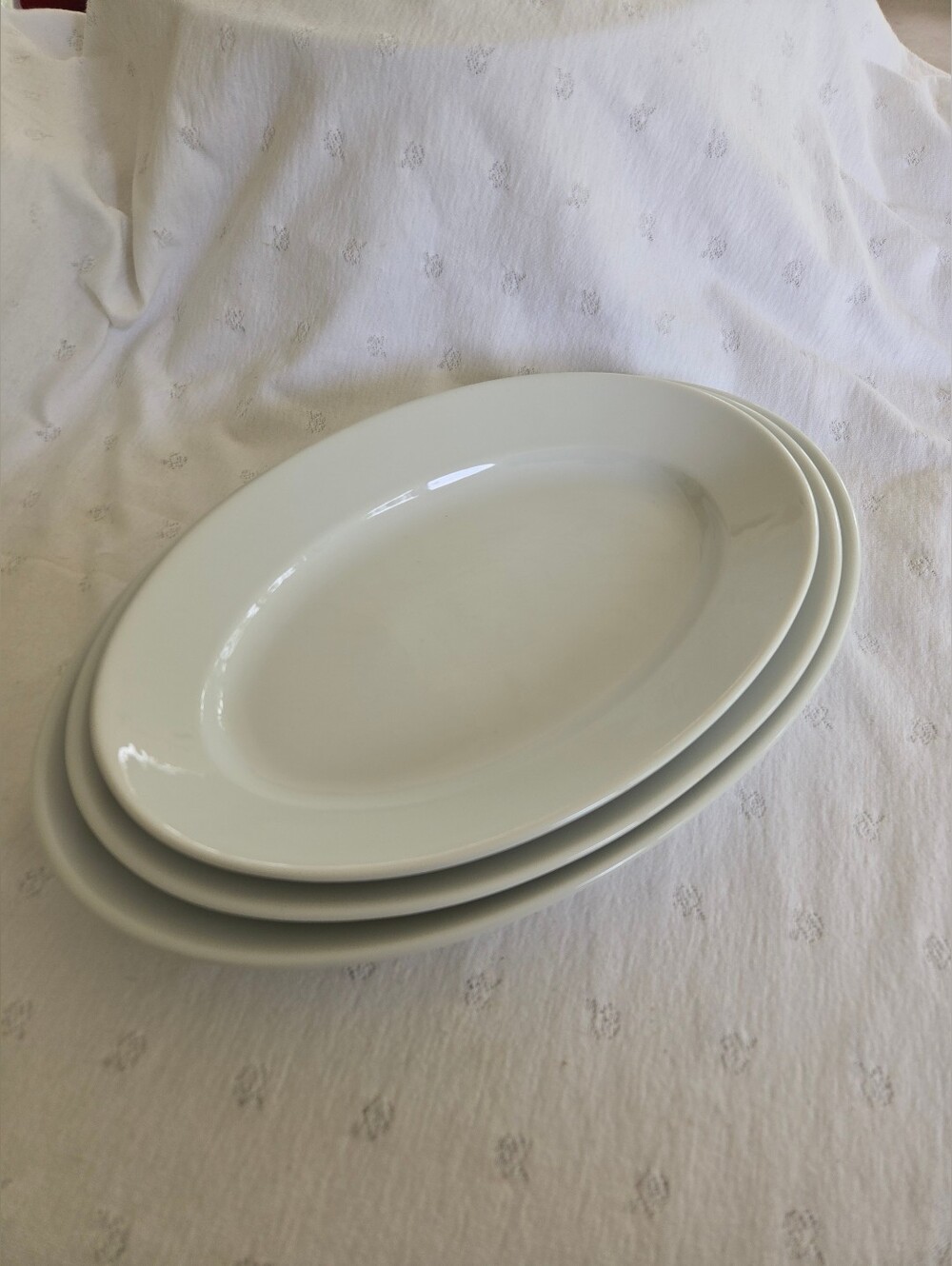 APILCO France White Porcelain Oval Serving Platters Set of 3 Nesting White